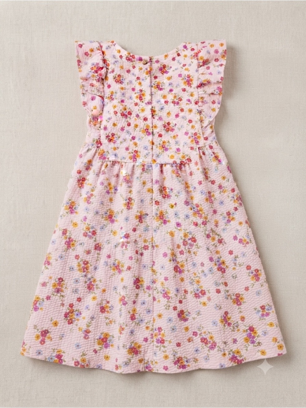 NWOT Zara Pink Floral Smocked Flutter-Sleeve Dress 5/6 girls